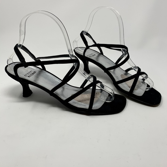 stuart weitzman black strappy heels